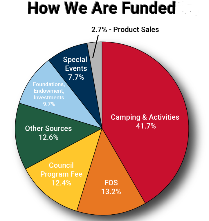 Pie chart showing the various the council funding sources